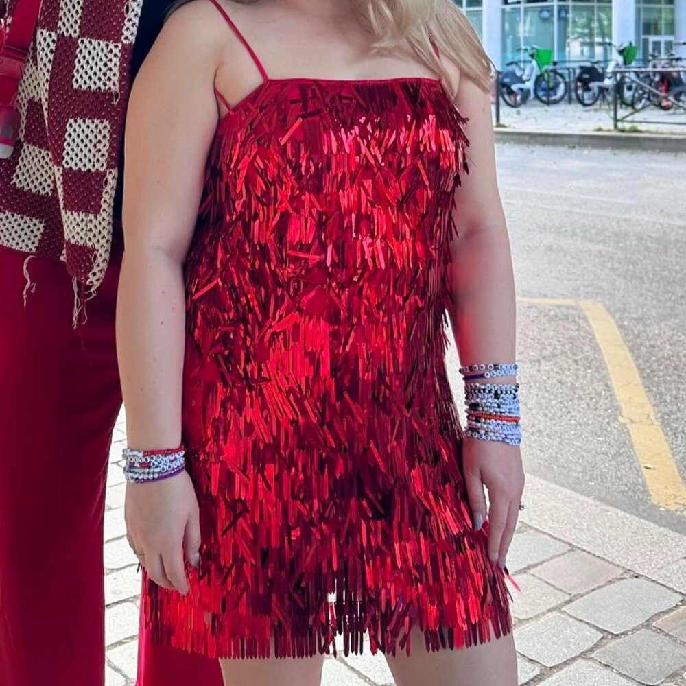 Red Sequin Fringe Dress from Dillards